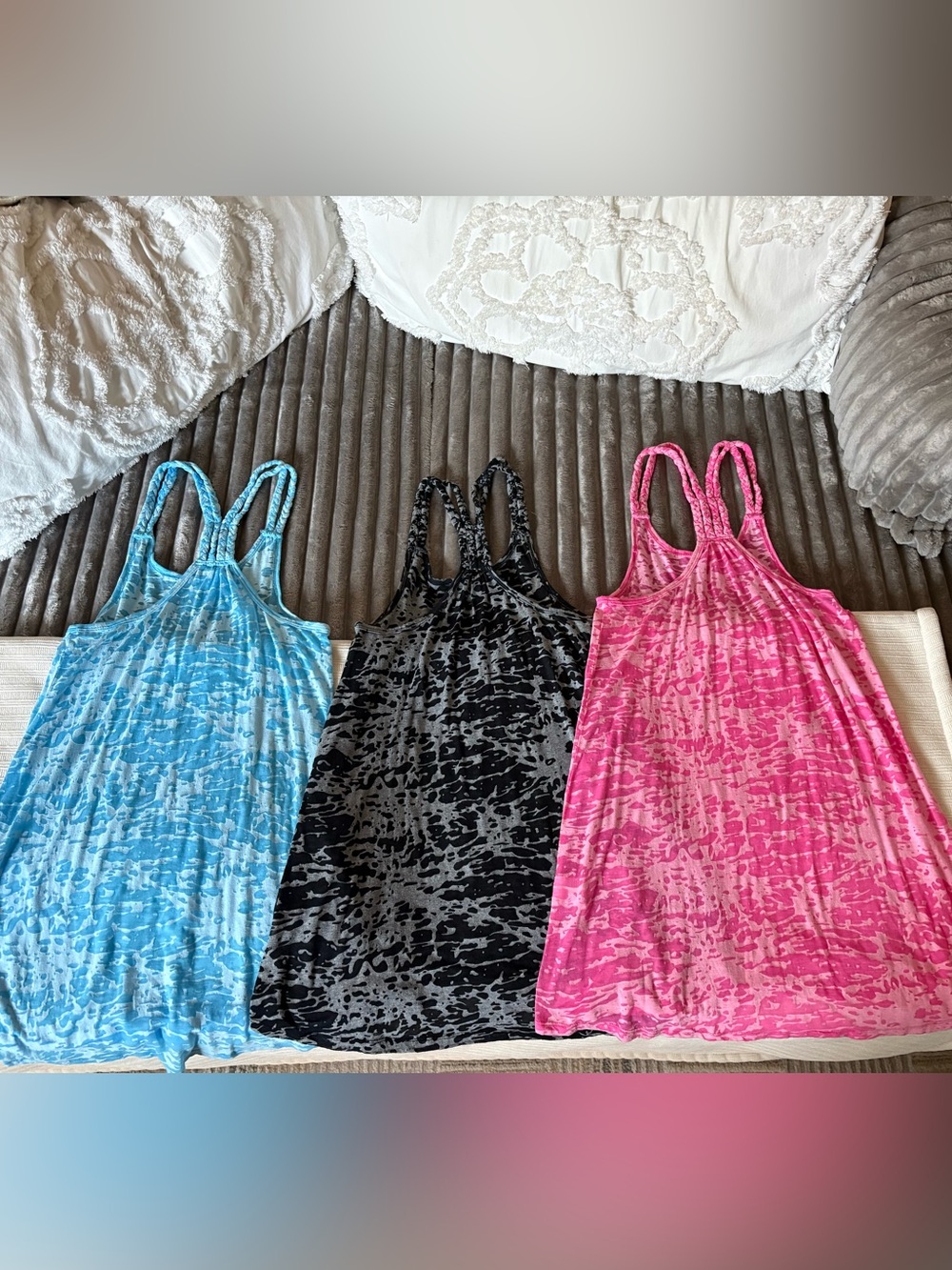 Venus Four Burnout Racerback Tank Swim Cover Up Dress  - Blue, Black, Pink - Picture 2 of 9